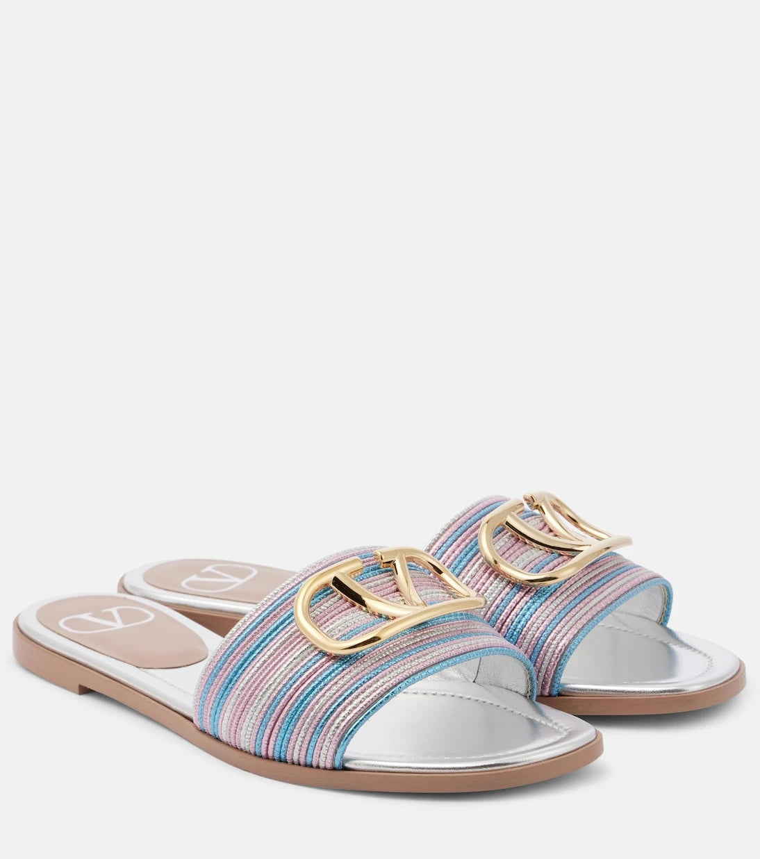 Valentino Garavani - VLogo metallic leather slides