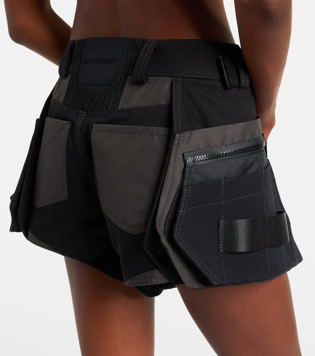 Mugler - Belted low-rise cotton cargo shorts