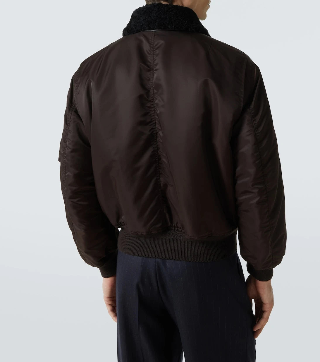 Tom Ford - Shearling-trimmed satin bomber jacket