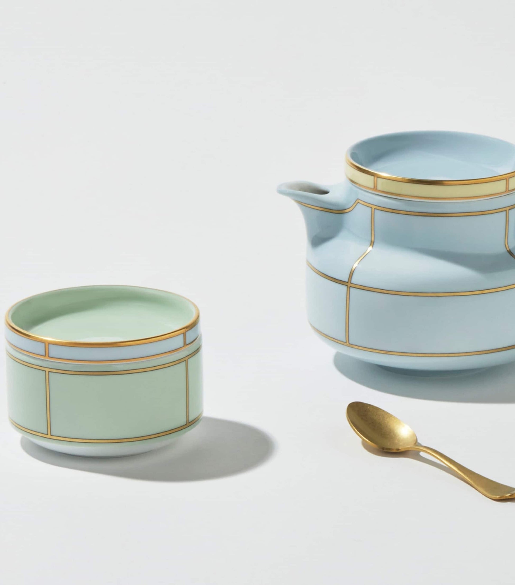 GINORI 1735 Porcelain Colonna Diva Verde Lidded Sugar Pot (10cm)