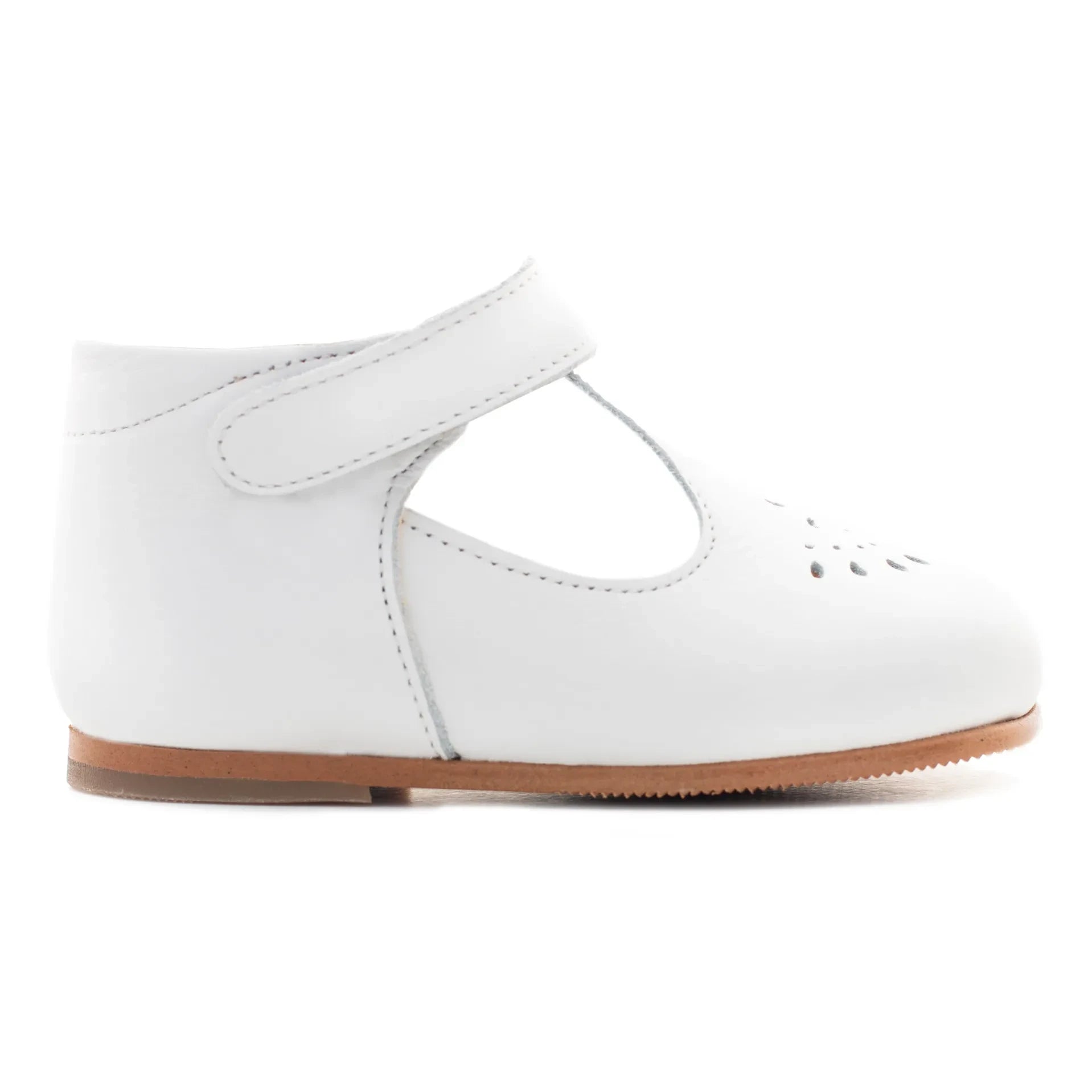 Poppée - Milton Velcro T-bar Shoes | White