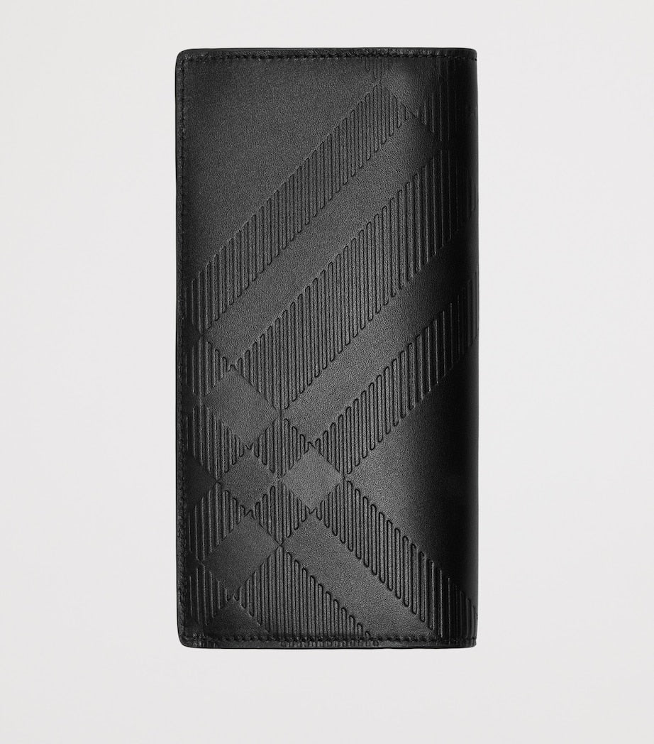 Black Leather Embossed Check Continental Wallet