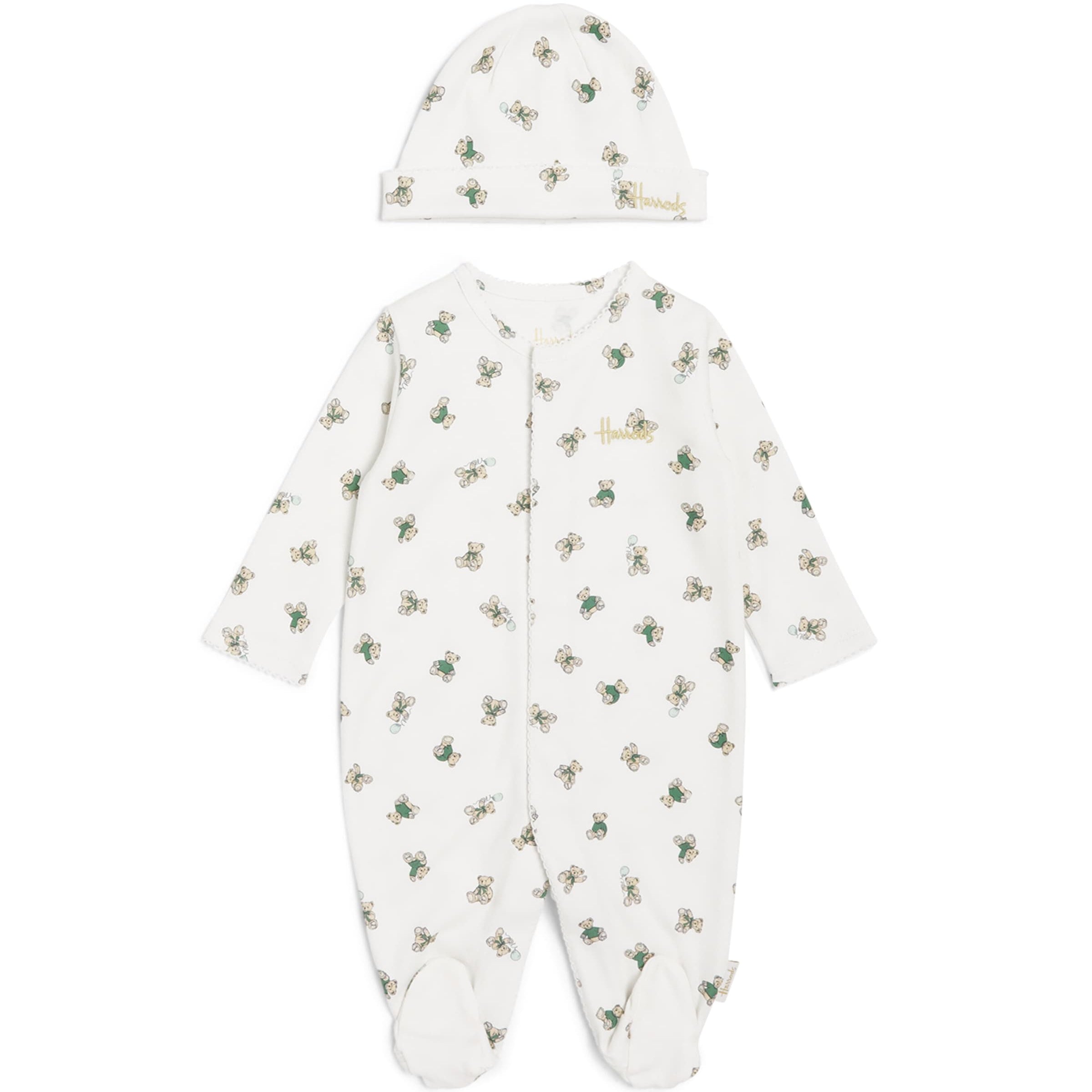 Harrods Cotton Bear All-In-One and Hat Set (0-18 Months)