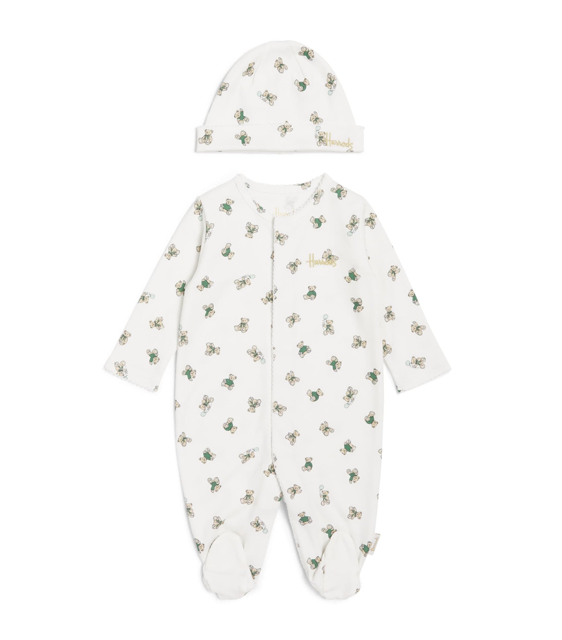 Harrods Cotton Bear All-In-One and Hat Set (0-18 Months)