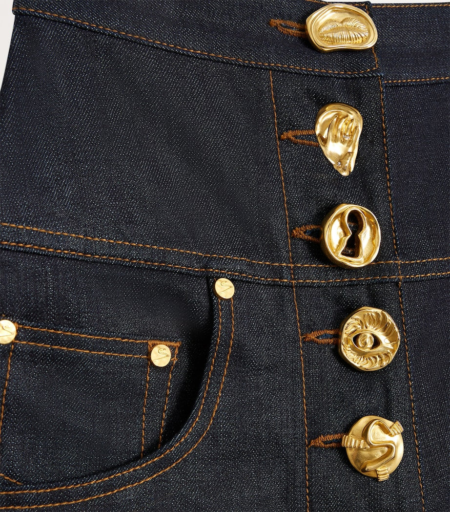 Schiaparelli Blue Wide-Leg Denim Trousers