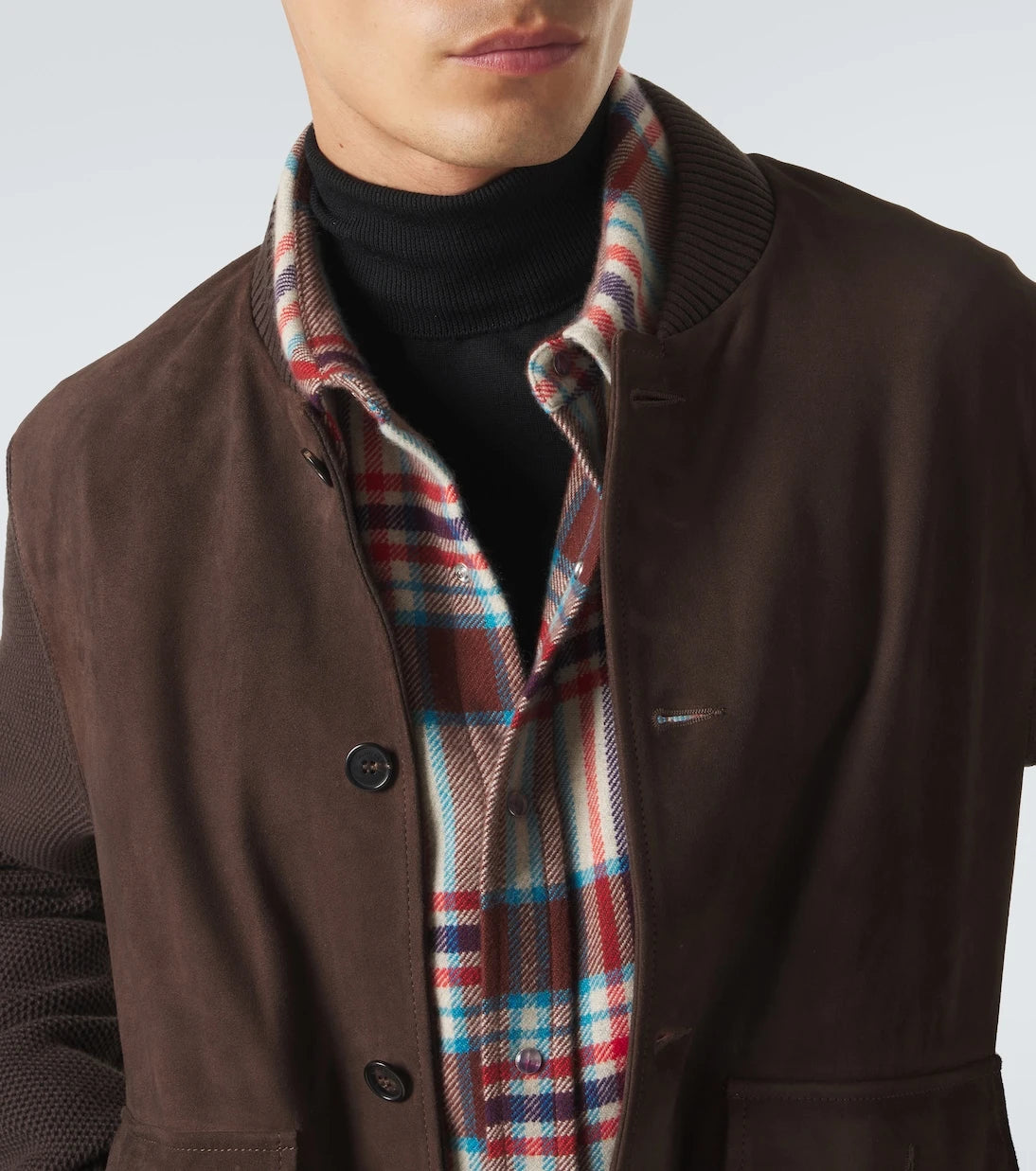 Slowear - Cotton-trimmed suede bomber jacket