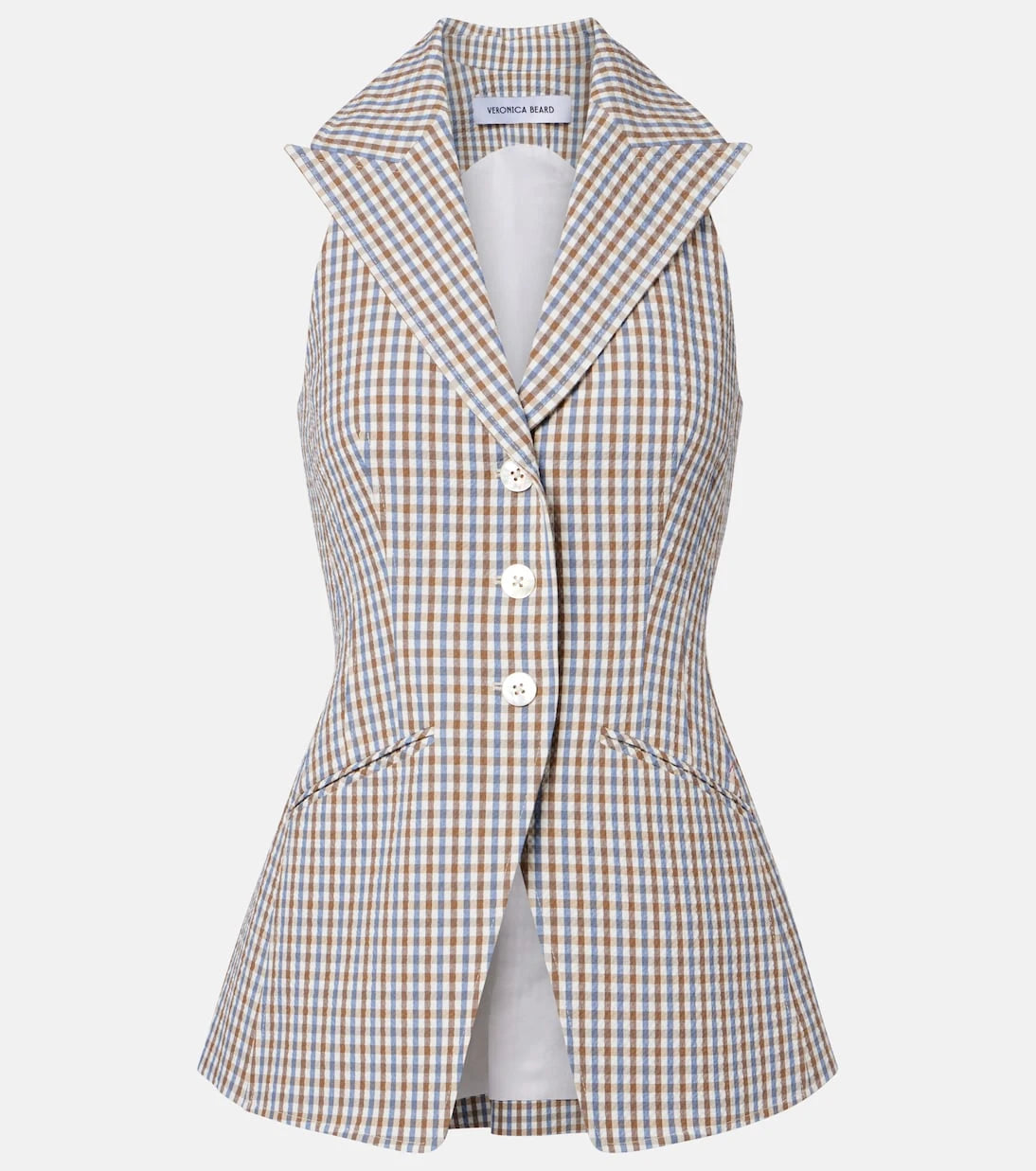 Veronica Beard - Gingham cotton seersucker vest
