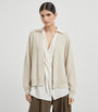Brunello Cucinelli Beige Cashmere Removable-Blouse Cardigan