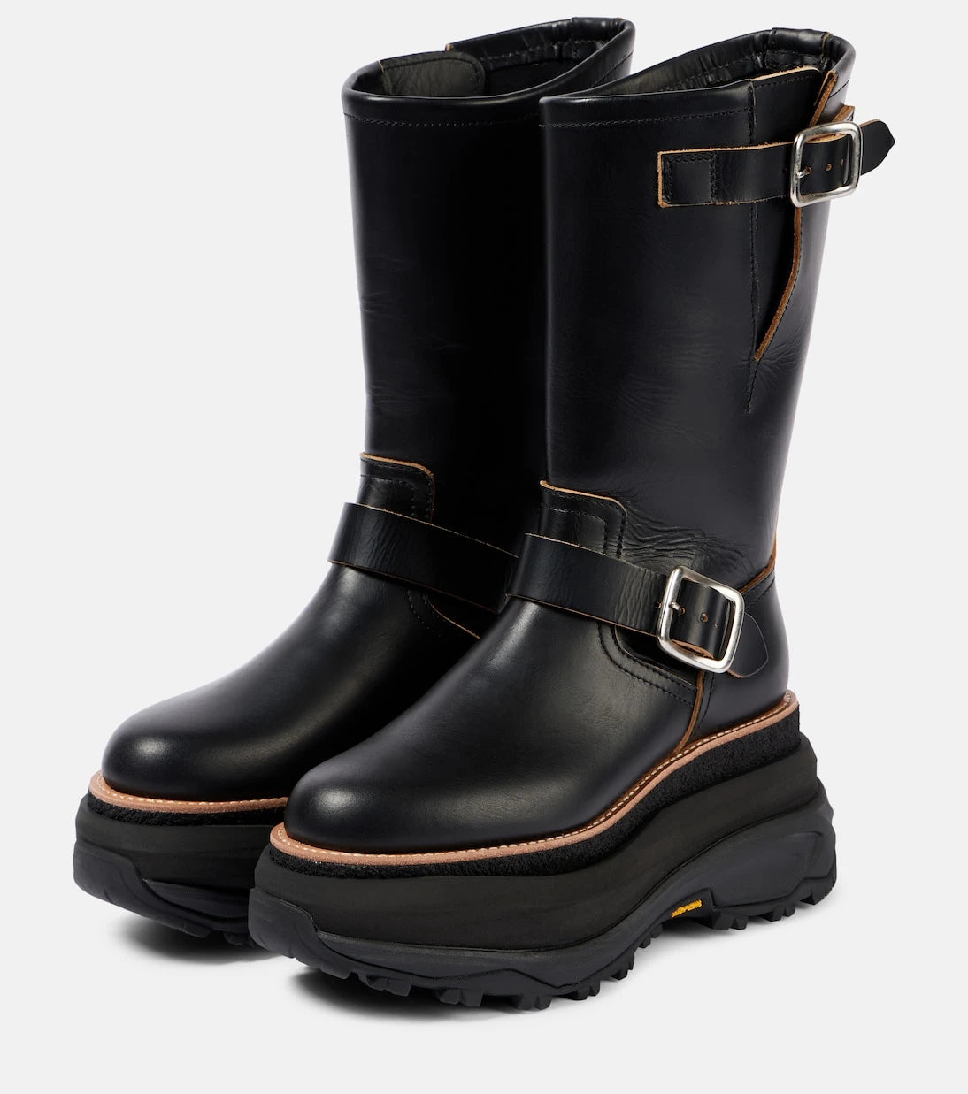 Sacai - Leather platform biker boots