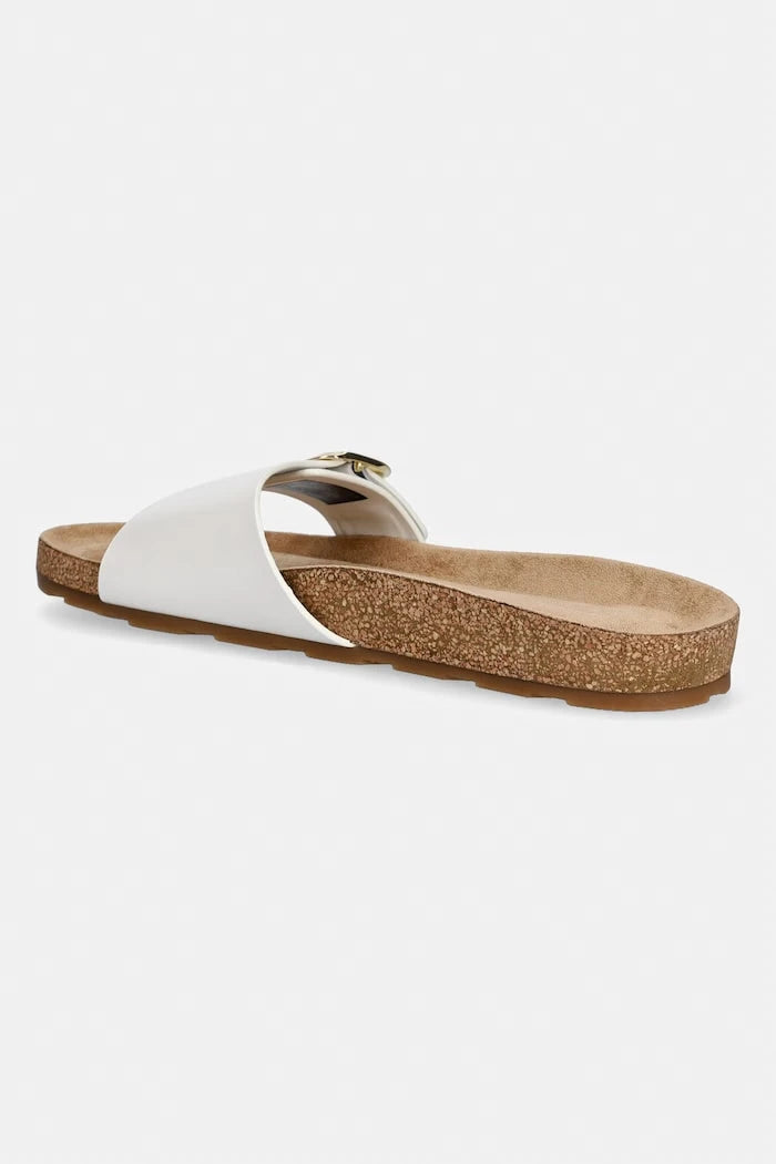 Tommy Hilfiger kadın deri terlik TH CLASSIC CORK SANDAL PEARL LTH