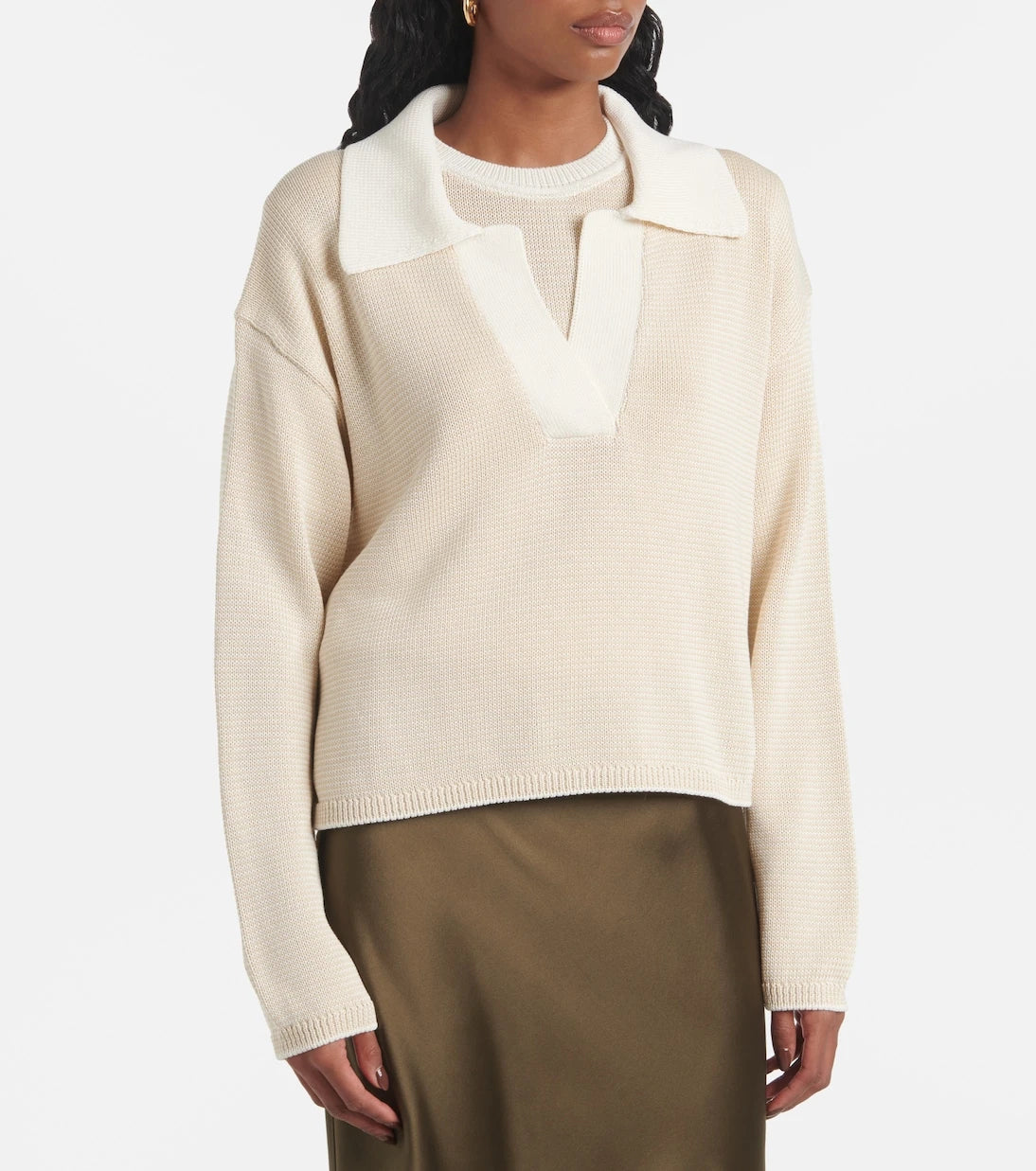 Joseph - Striped cotton polo sweater
