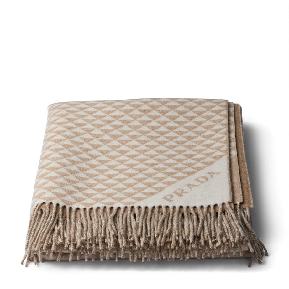 Prada Double Wool-Cashmere Symbole Throw