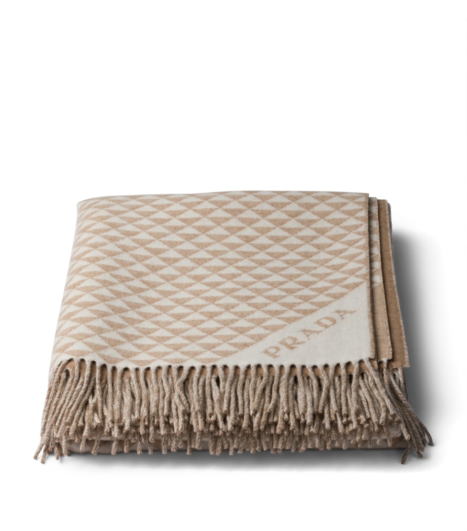 Prada Double Wool-Cashmere Symbole Throw