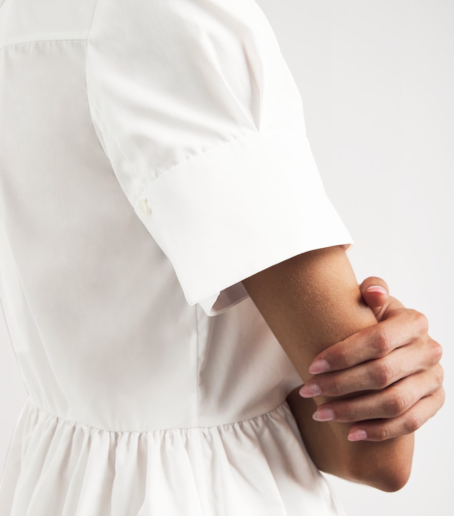 White Cotton Embroidered Midi Dress