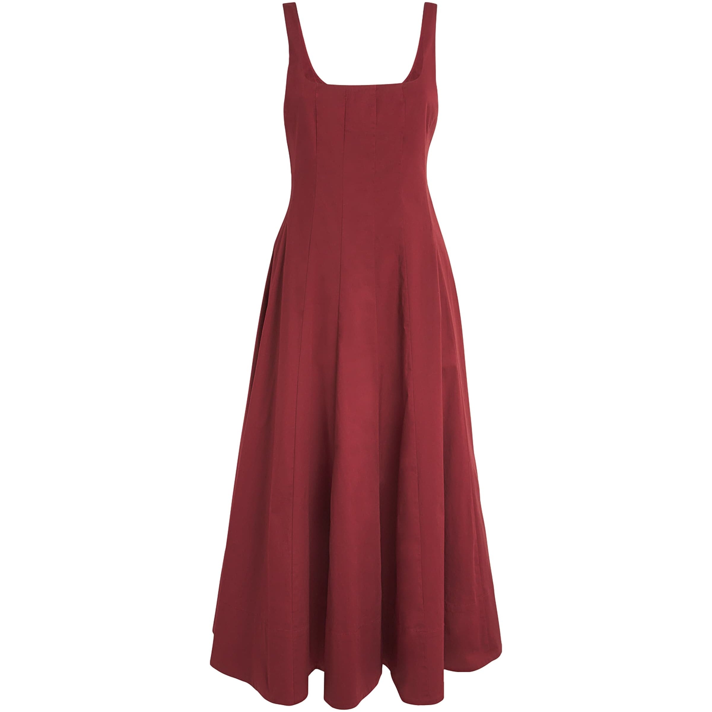 Red Stretch-Cotton Wells Midi Dress