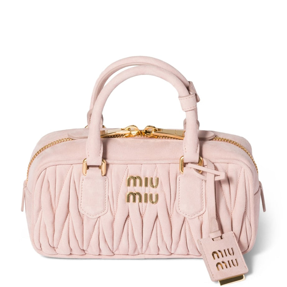 Matelassé Suede Arcadie Top-Handle Bag