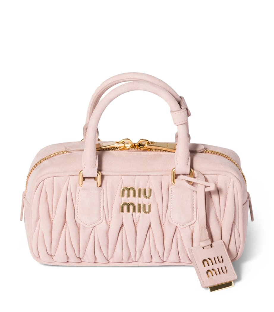 Matelassé Suede Arcadie Top-Handle Bag