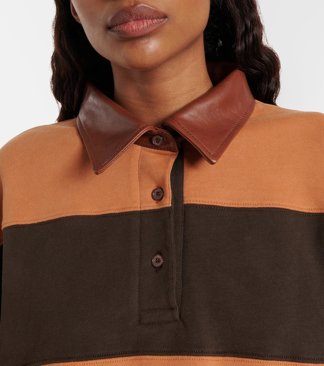 Acne Studios - Folio striped cotton fleece polo sweatshirt