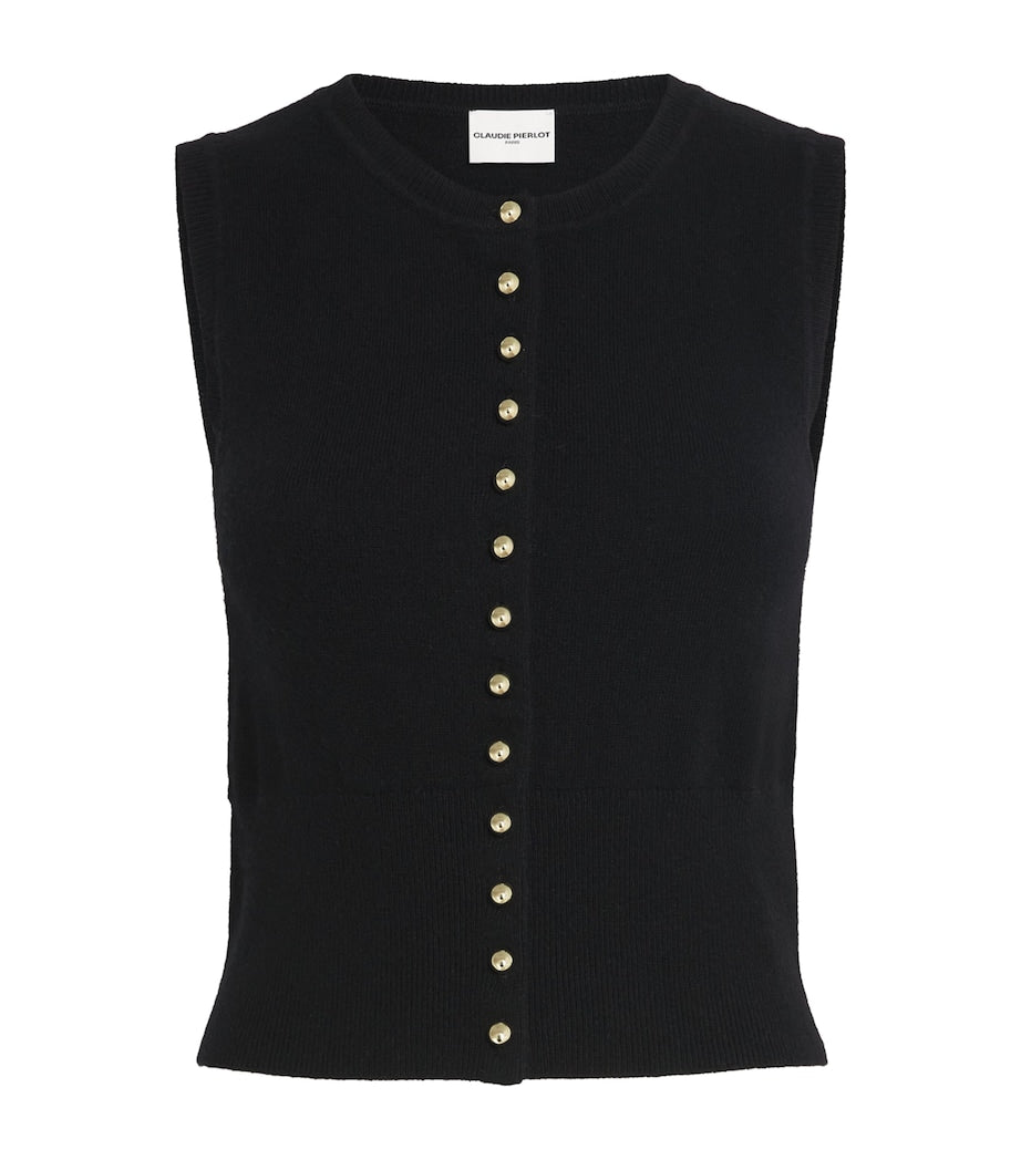 Claudie Pierlot Black Wool Sleeveless Cardigan
