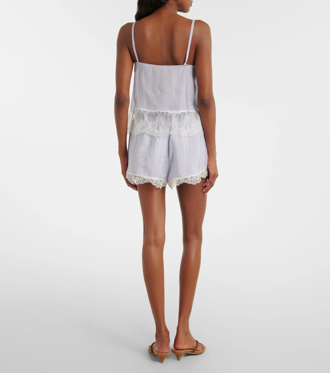 Frame - Stripe Lace silk shorts