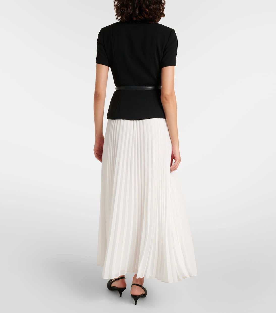 Self-Portrait - Belted pleated chiffon maxi dress