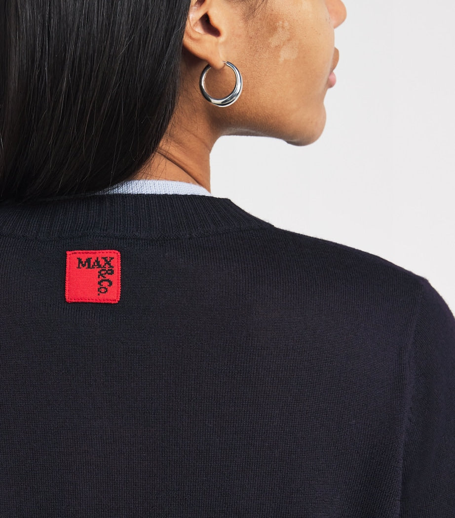 MAX&Co. Blue Virgin Wool Double-Layer Cardigan