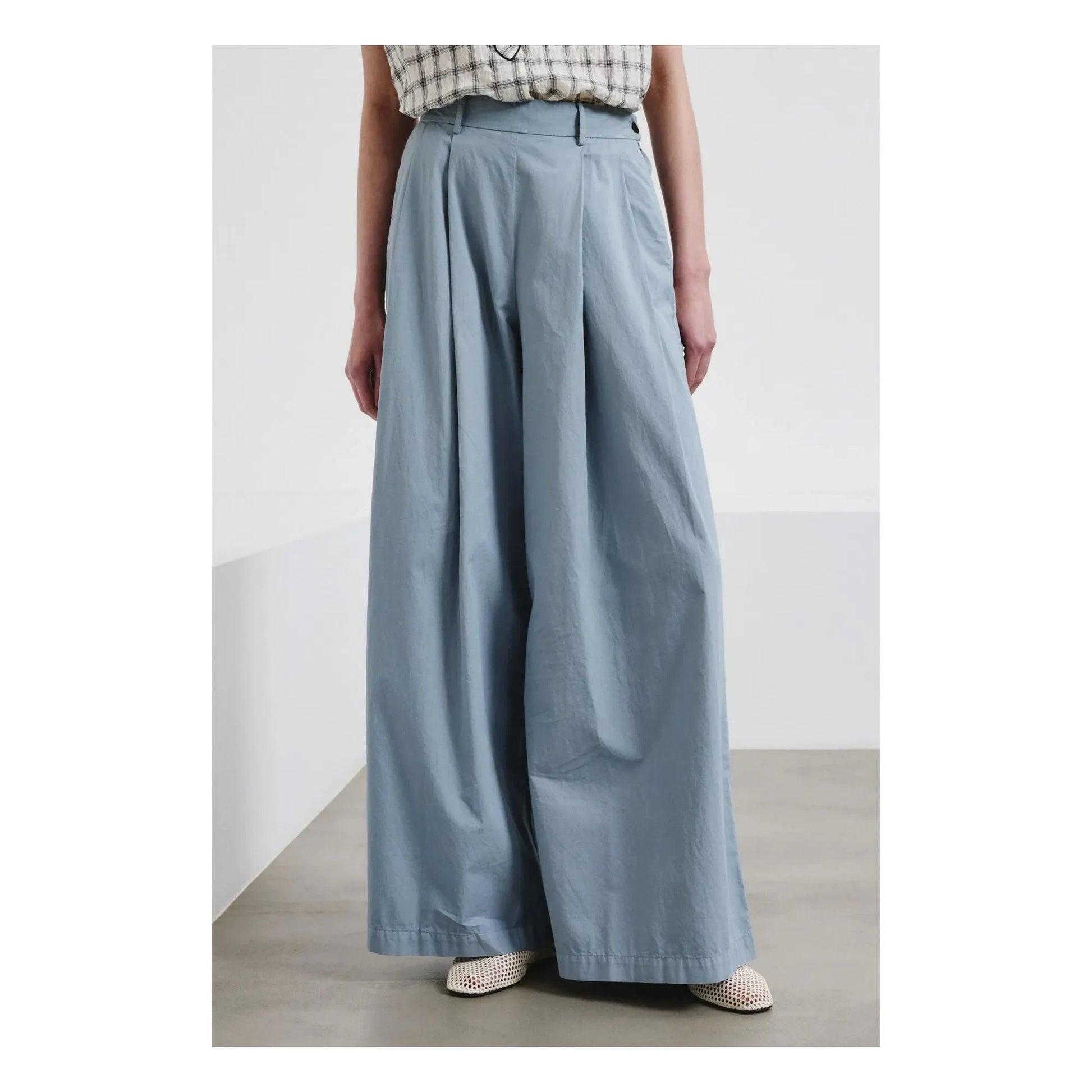 Pomandère - Cotton Gabardine Pants | Grey blue