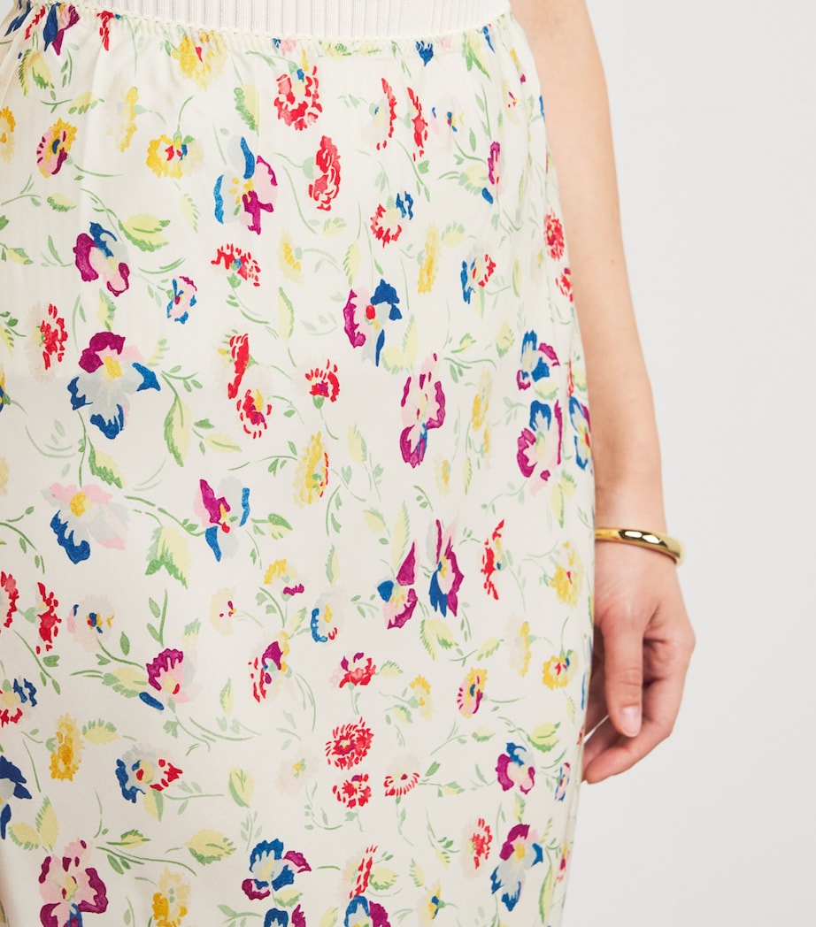 DÔEN Multi Silk-Blend Satin Elowette Midi Skirt