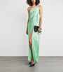 Stella McCartney Green Satin Embellished Chain Gown
