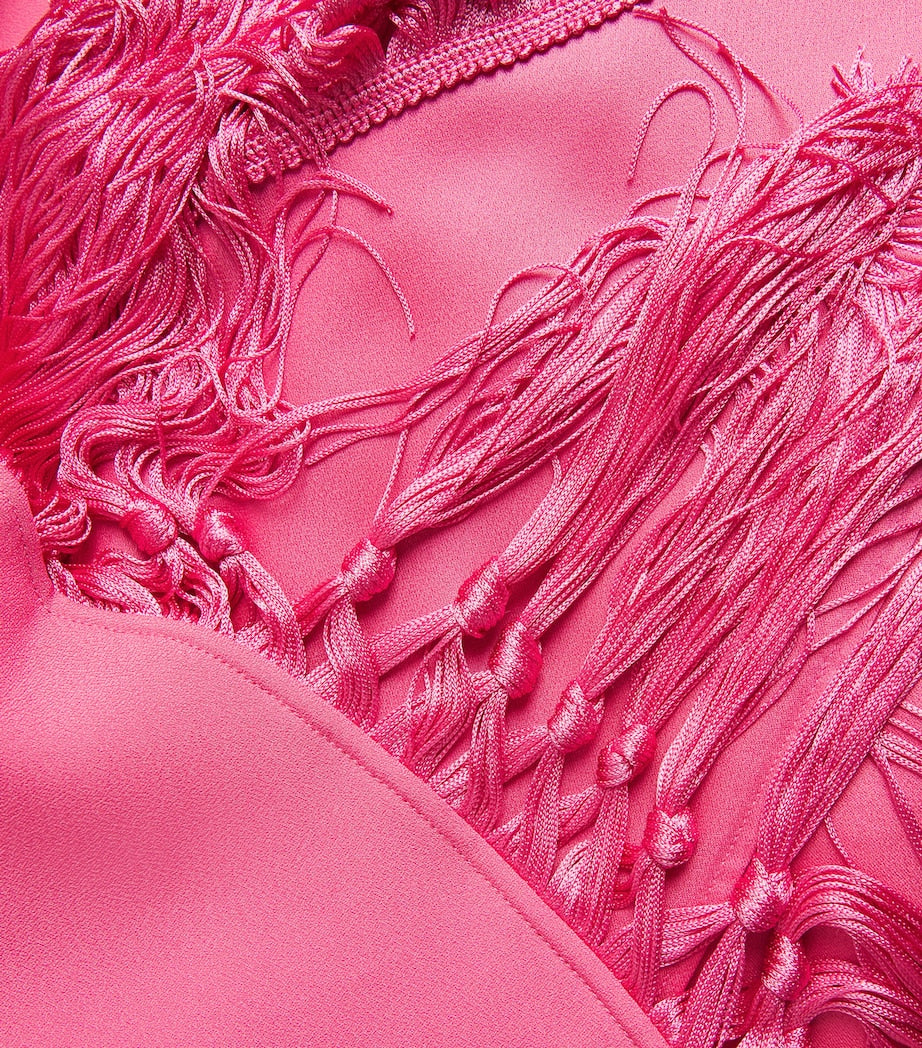 Fringed Bohemian Kaftan Maxi Dress ORCHID PINK