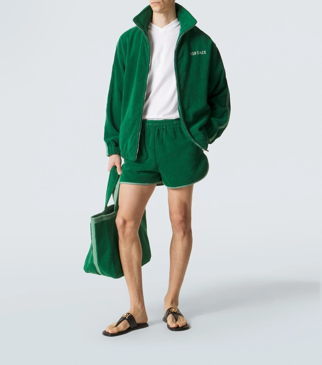Versace - Logo cotton terry shorts