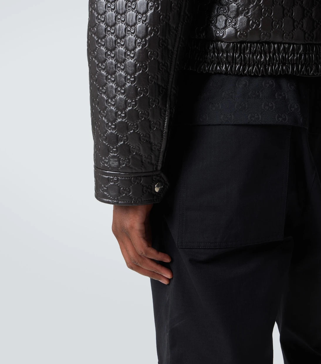 Gucci - GG debossed leather blouson jacket