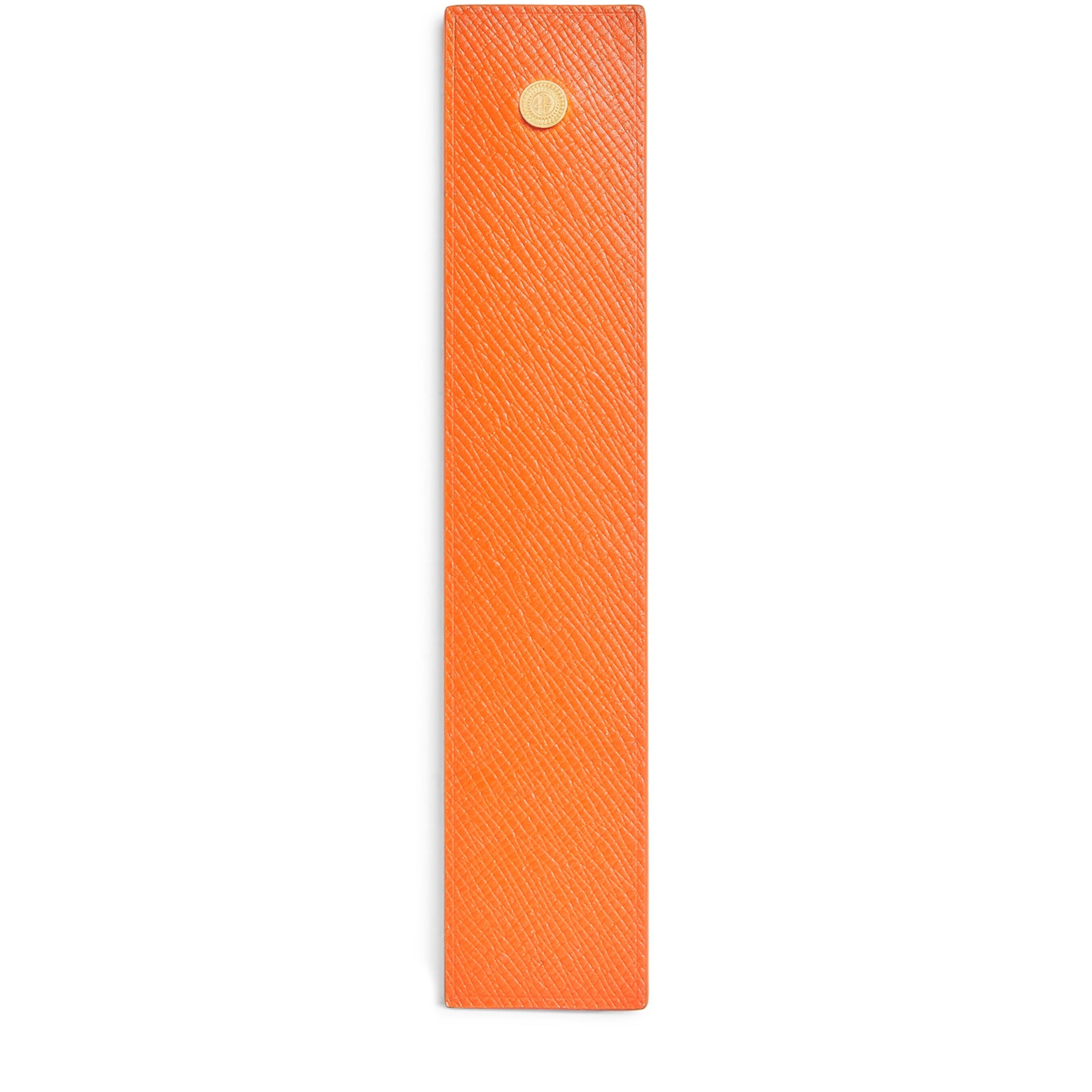 Leather Embossed-Logo Bookmark ORANGE