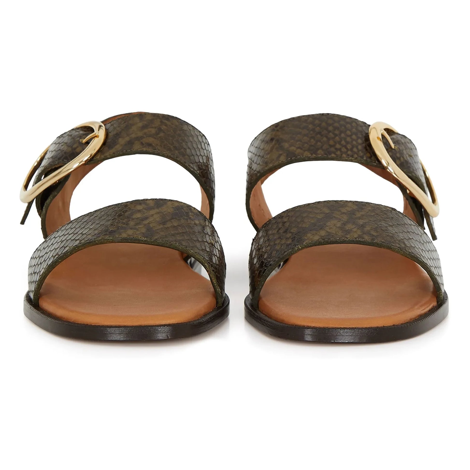 Anthology Paris - Serpiente flap sandals | Khaki