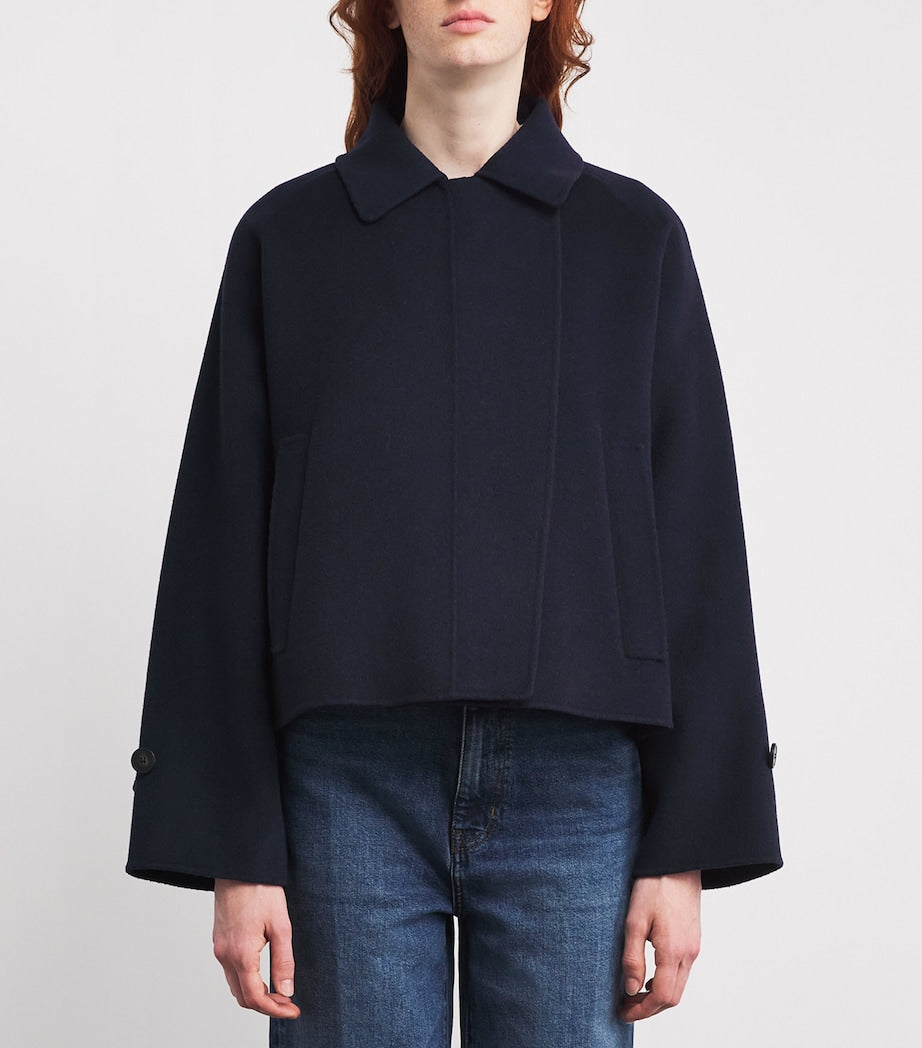 Weekend Max Mara Blue Virgin Wool Cropped Coat