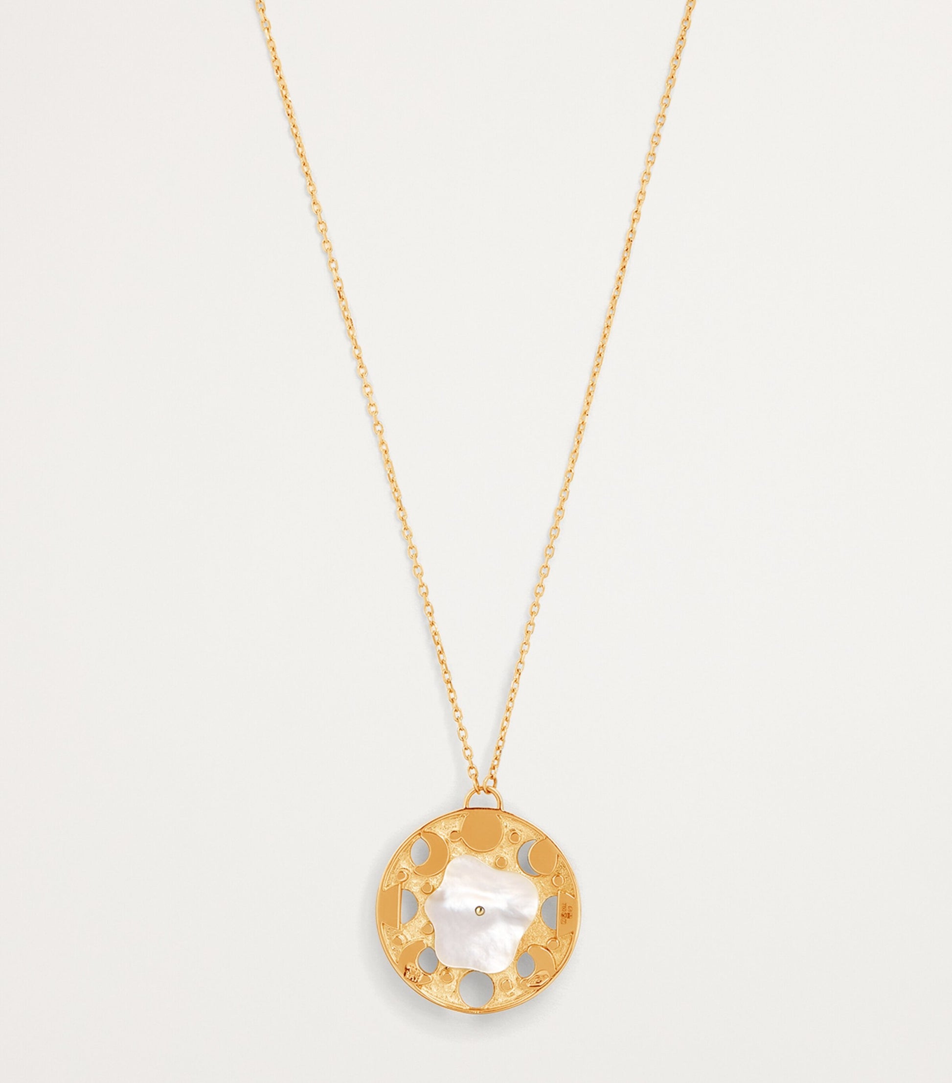 Yellow Gold, White Diamond, Lapis and Turquoise Moon Phase Necklace
