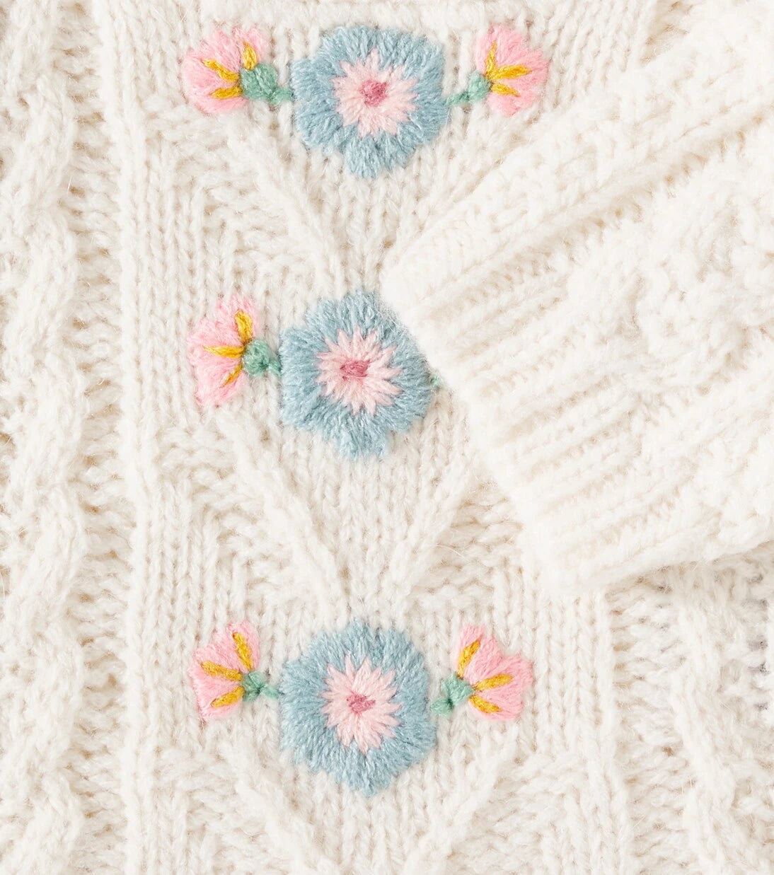 Louise Misha - Vinia cable-knit embroidered sweater