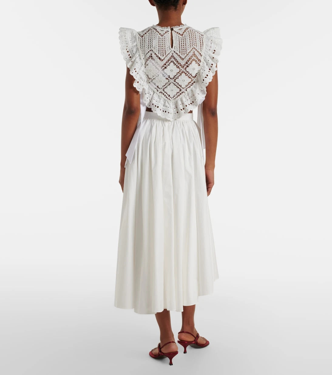 Self-Portrait - Cotton poplin midi skirt