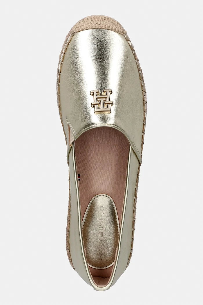 Tommy Hilfiger Kadın Deri Espadril TH LOGO GOLD ESPADRILLE