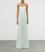 McQueen Green Silk Draped Maxi Dress