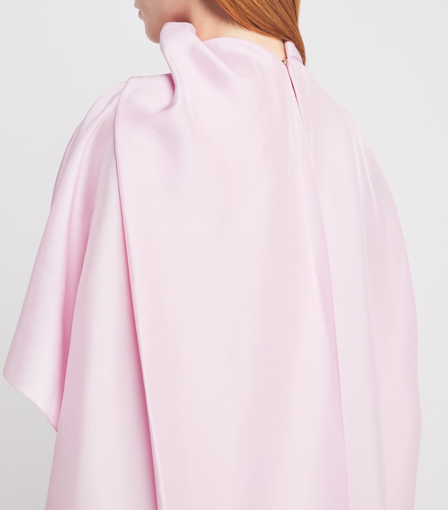 Pink Silk Oshsone Midi Dress