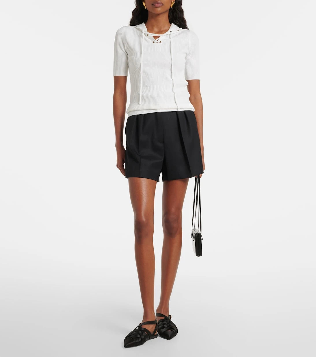 Max Mara - Ribbed-knit lace-up top