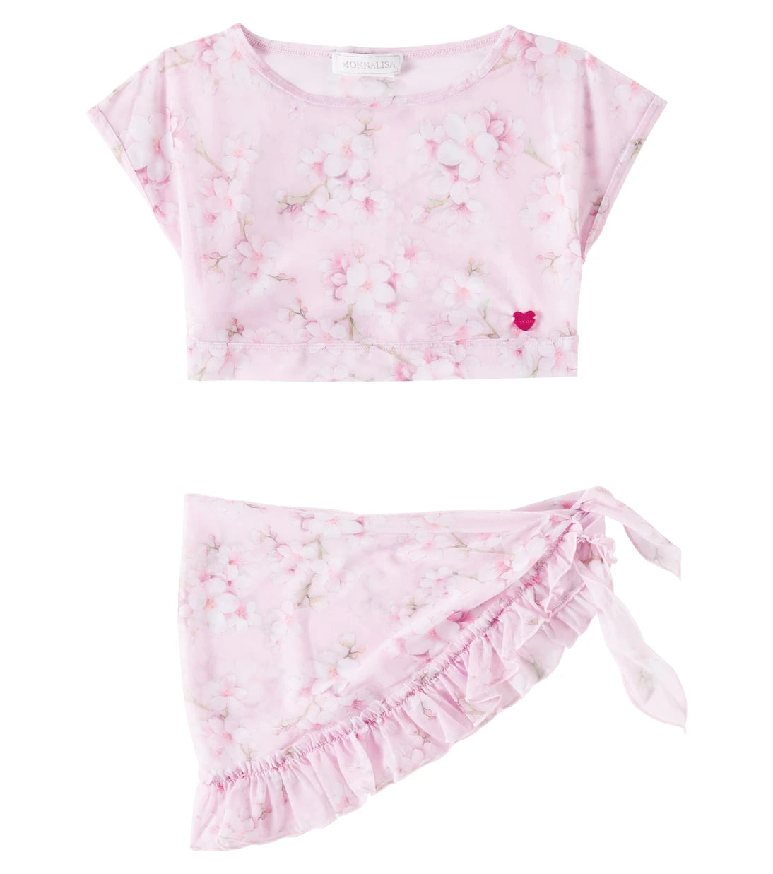 Monnalisa - Floral mesh top and beach cover-up set