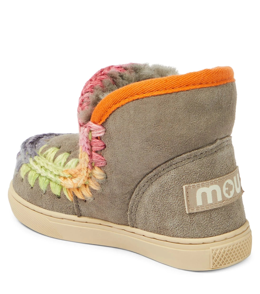 Mou Kids - Crochet-trimmed suede sneakers