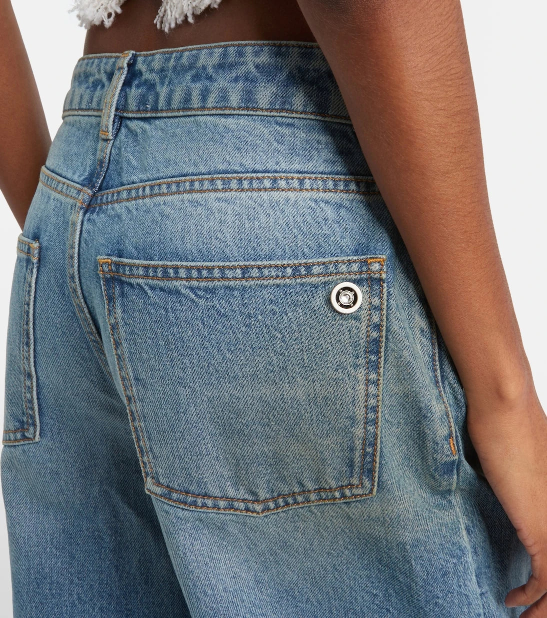 Area - Distressed embellished wide-leg jeans