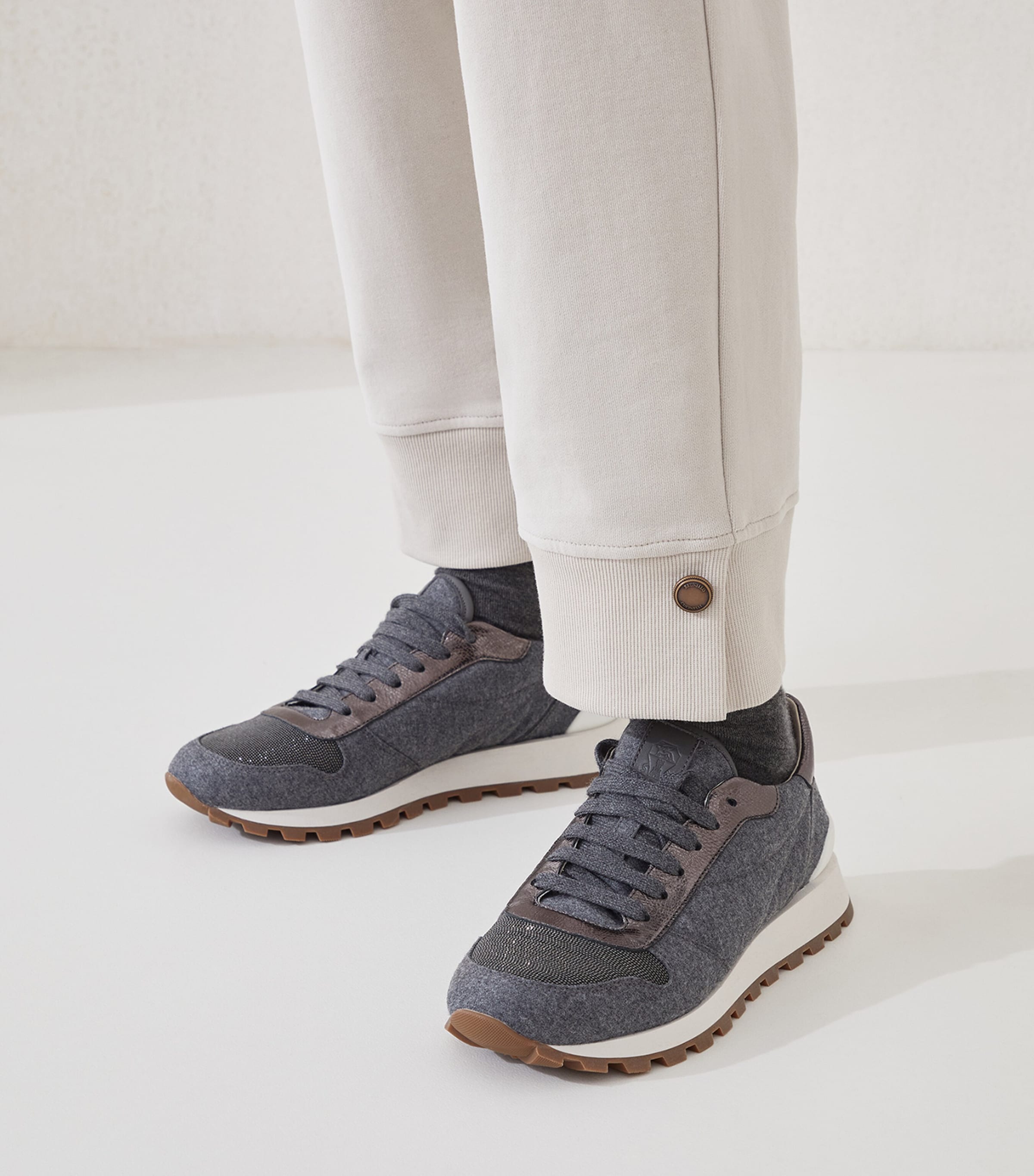 Brunello Cucinelli Grey Virgin Wool Sneakers