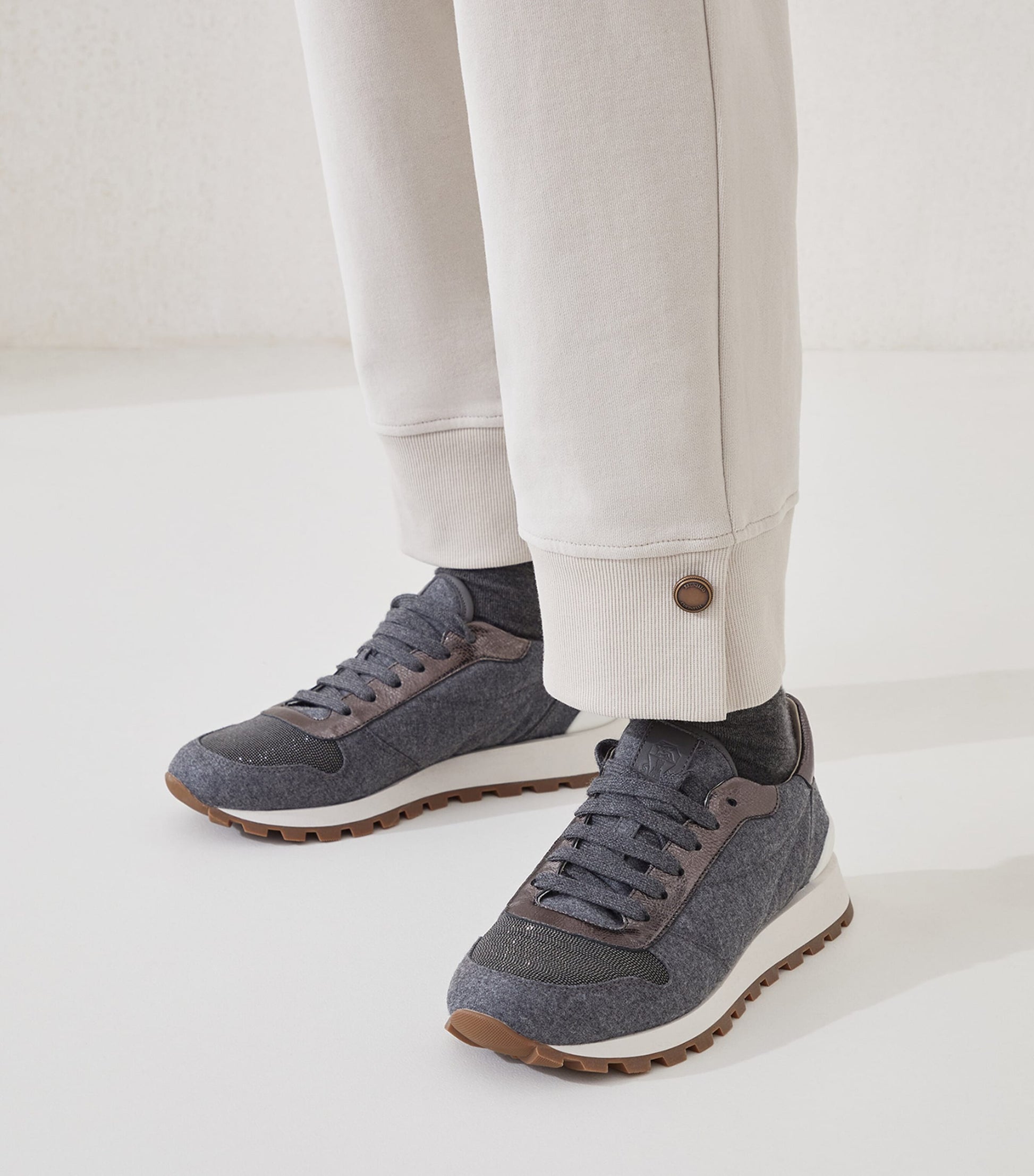 Brunello Cucinelli Grey Virgin Wool Sneakers