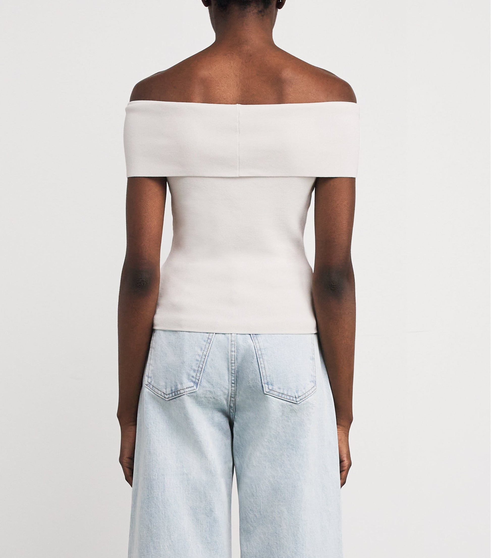 Maje White Knitted Off-The-Shoulder Top