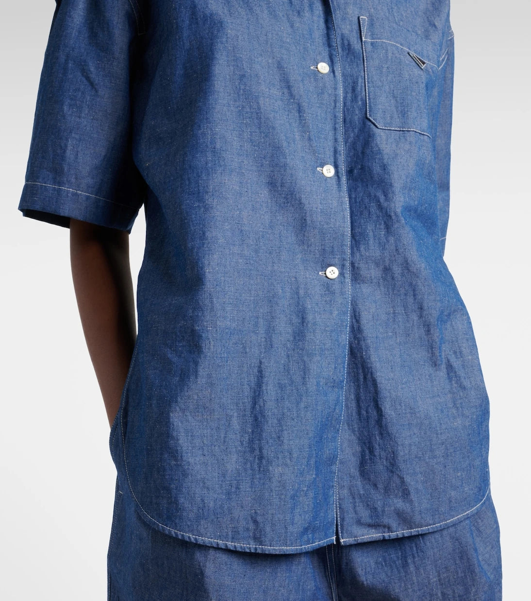 Prada - Cotton and linen chambray romper