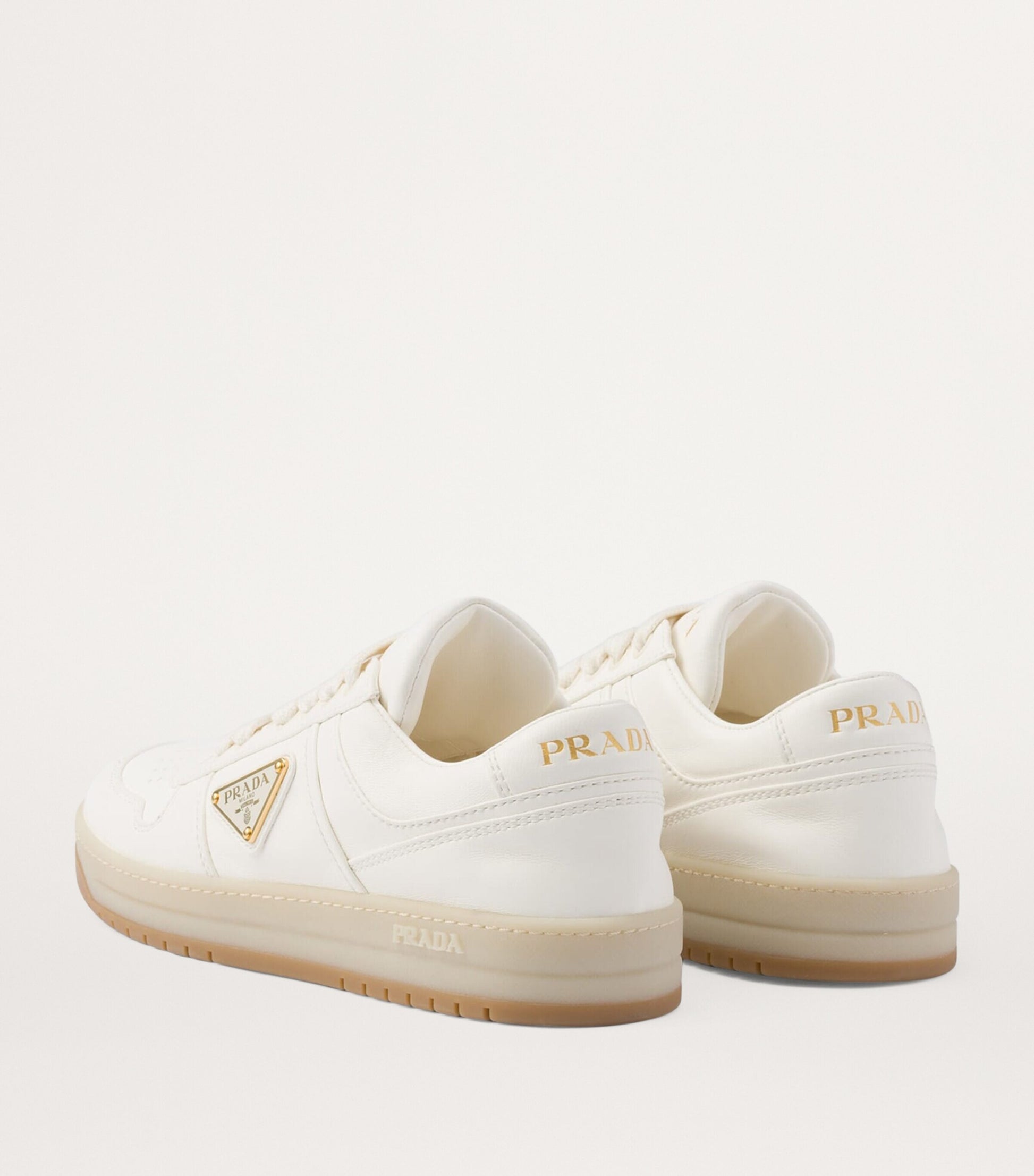 Prada Neutral Leather Downtown Sneakers